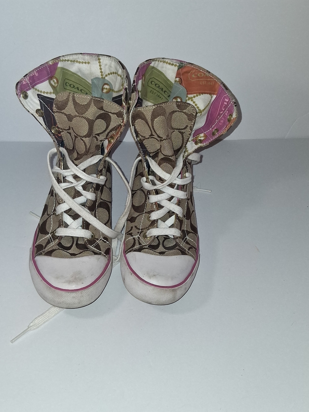 VINTAGE COACH Women's Signature High-Top Sneakers Size 6